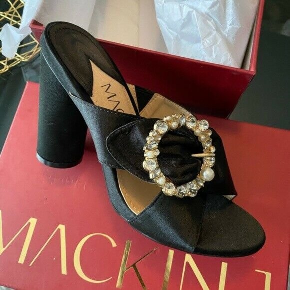 NIB sz 8 Sexy Mules Rhinestone Buckle Sandal  3.5" - Picture 2 of 8